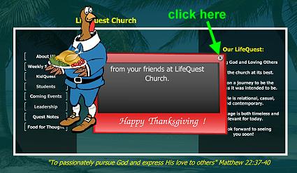 LifeQuest Church main menu w/popup