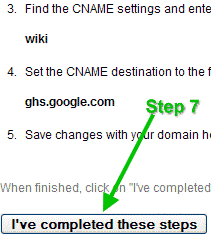 Step 7 on installing Google Sites