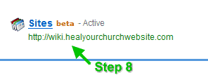 Step 8 on installing Google Sites