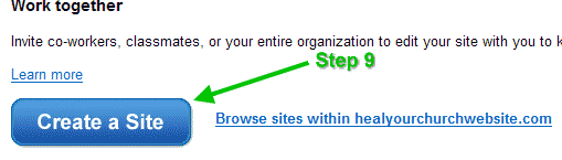 Step 9 on installing Google Sites