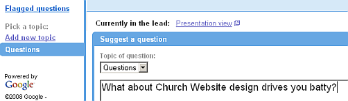 healyourchurchwebsite google moderator step 4 - ask the question