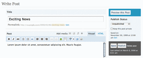 The new wordpress 2.5 TinyMCE inspired editor