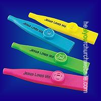 Kitschy Jesus Loves Me Kazoos - in 4 hot neon colors -